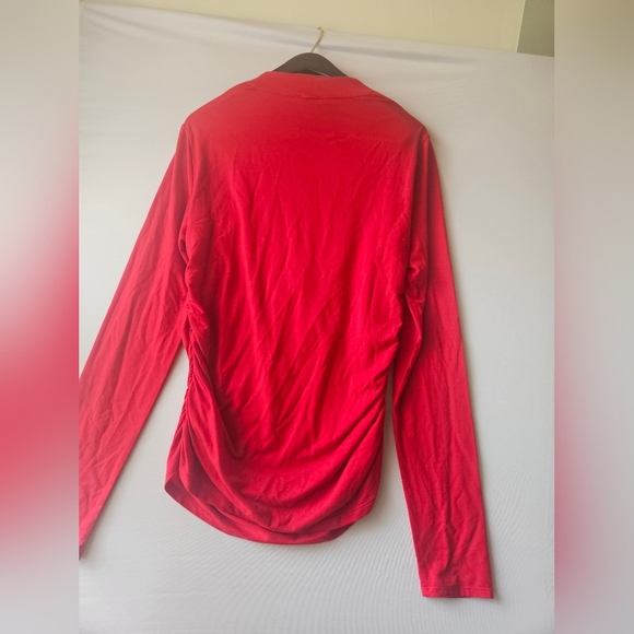 Reformation -Fitted Red Ruched Blouse Women's XL - Picture 5 of 6